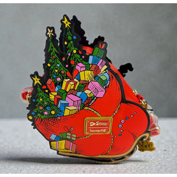 Loungefly Handbags - Loungefly How the Grinch Stole Christmas Max Sleigh Crossbody Bag Holiday NWOT